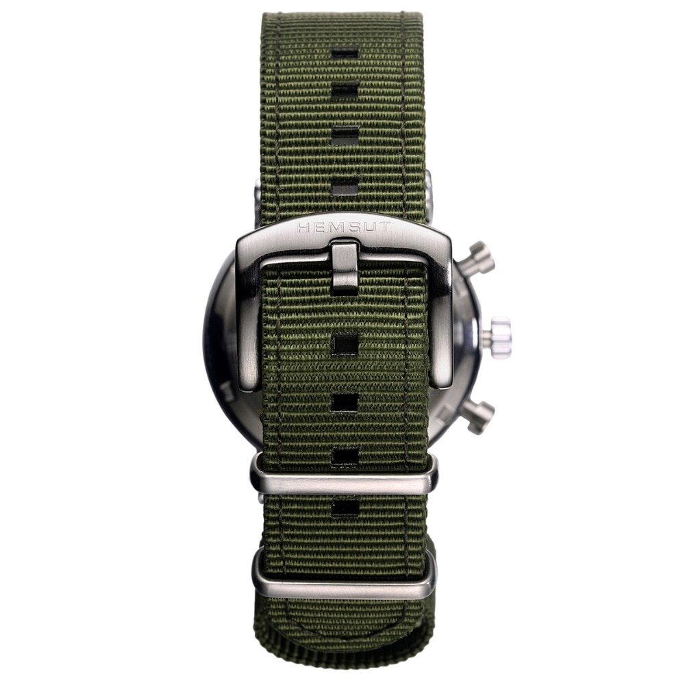 Hemsut, reloj deportivo de para hombre, relojes de pulsera luminosos de cuarzo con cronógrafo, correa de lona verde, reloj masculino