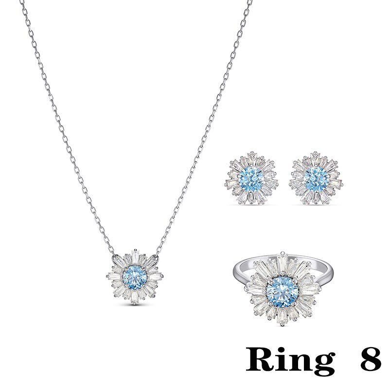 Fashionable SUNSHINE Blue Crystal Necklace Jewelry Simple and for Girlfriend Birthday Memorial Best: 18