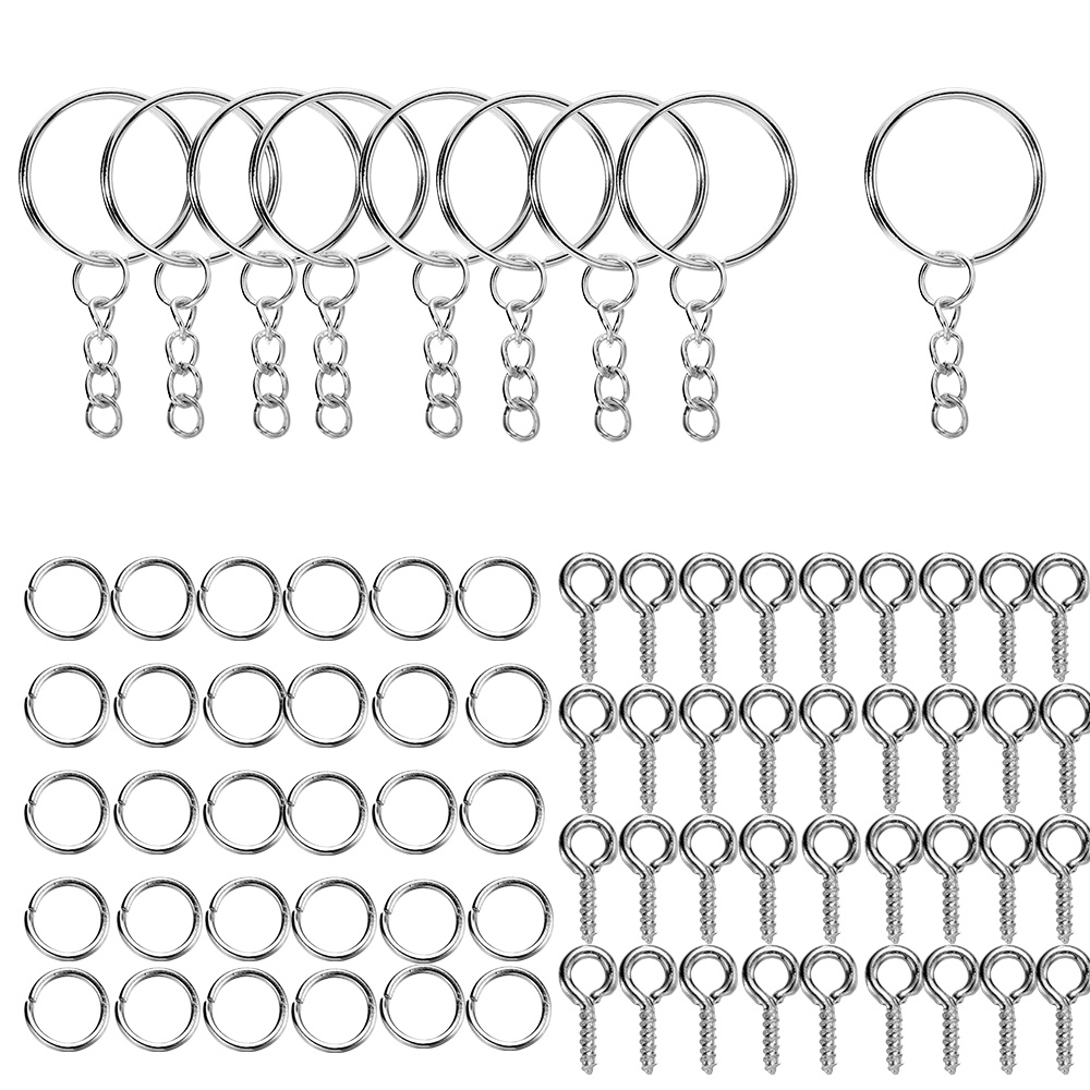110/220pcs/Set Keychain Open Jump Rings Eye Pins Jewelry Making Accessories Kits for DIY Epoxy Resin Key Chain Key Ring Pendants: 8 cm / Gold