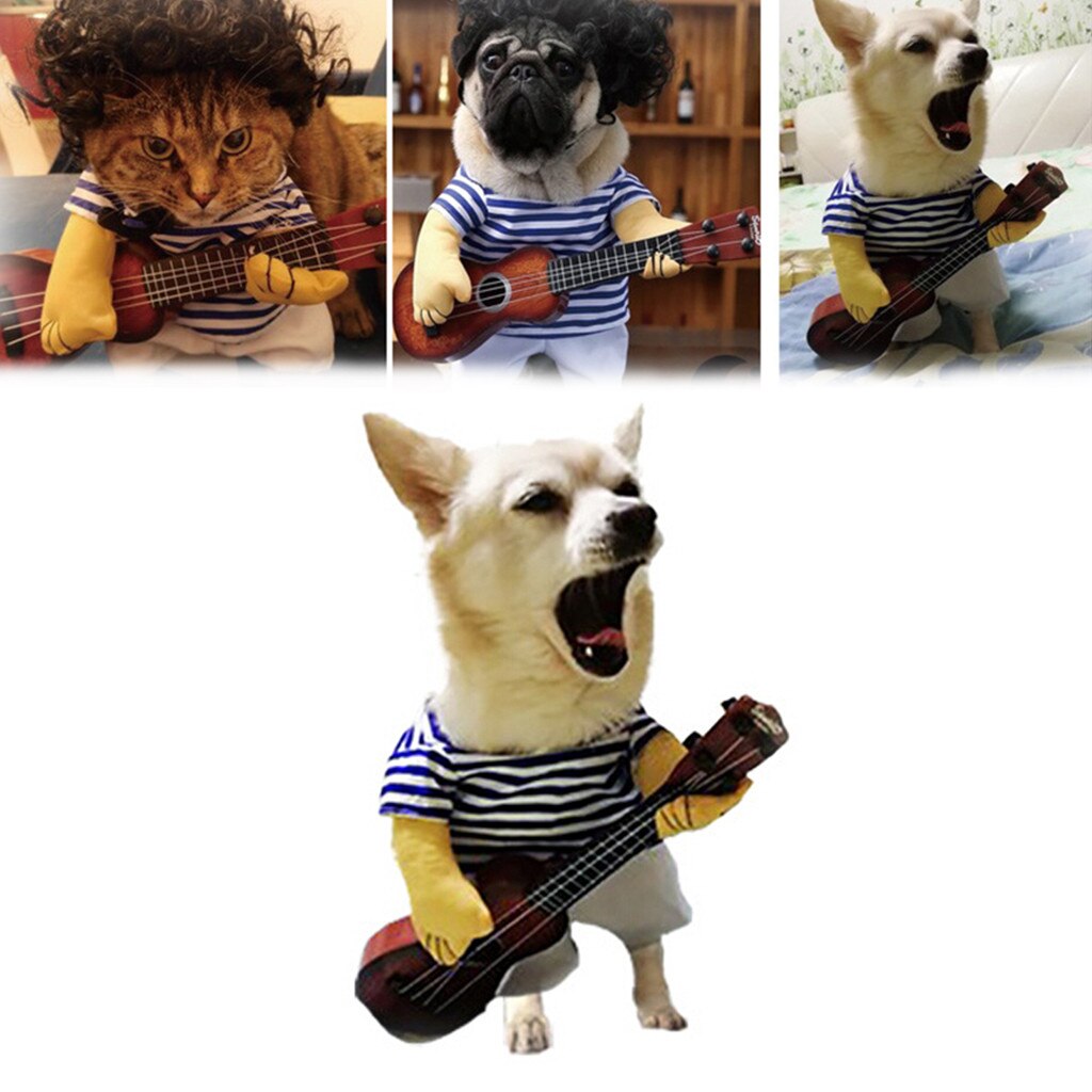 Dogs Clothes Pet Clothes Dog Costume Printing Funny Cat Dog Clothes Guitarist Shirt Coat Cat Shirt Clothes Ropa Perro