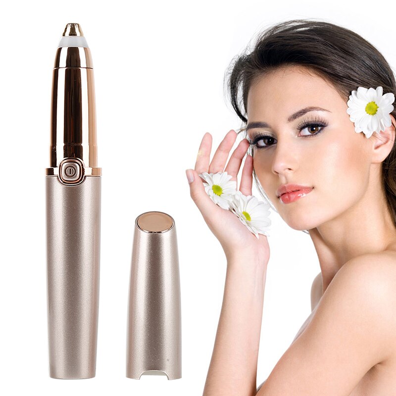 Stylo épilateur électrique indolore pour les yeux, soin de maquillage, rouge à lèvres, sourcils, rasoir avec rasoir de sourcils, nouveauté lumière LED