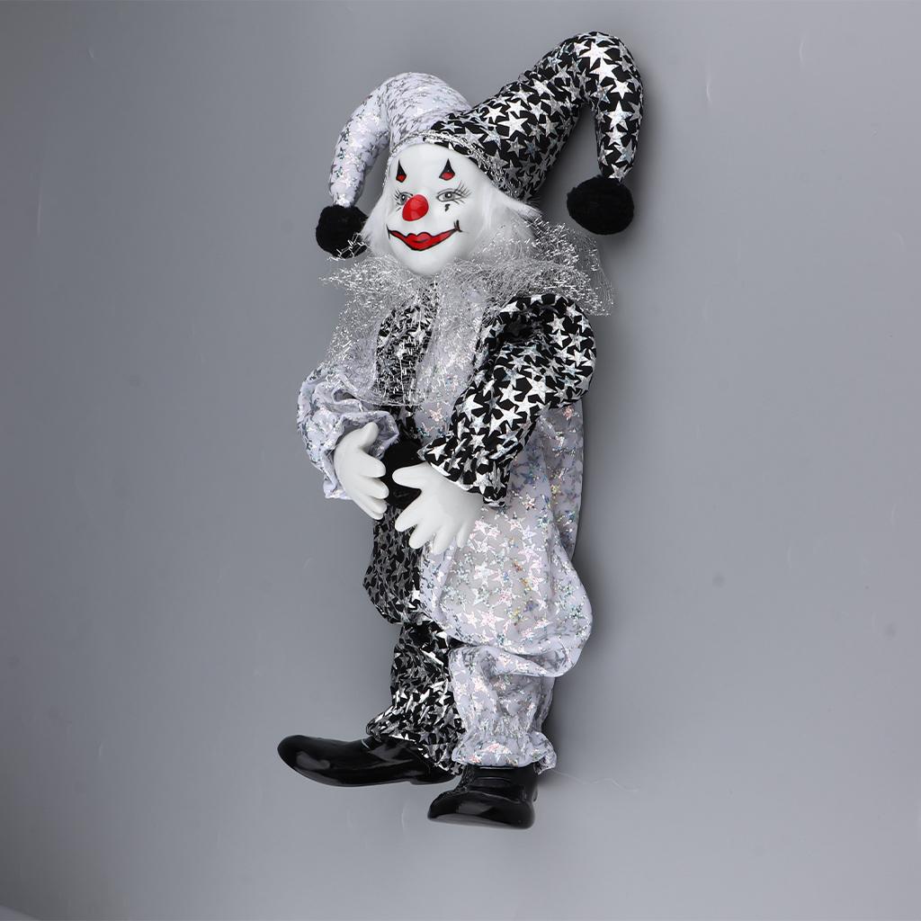 Muñeca de arlequín de Porcelana Vintage con pies colgantes, muñeca de circo, C