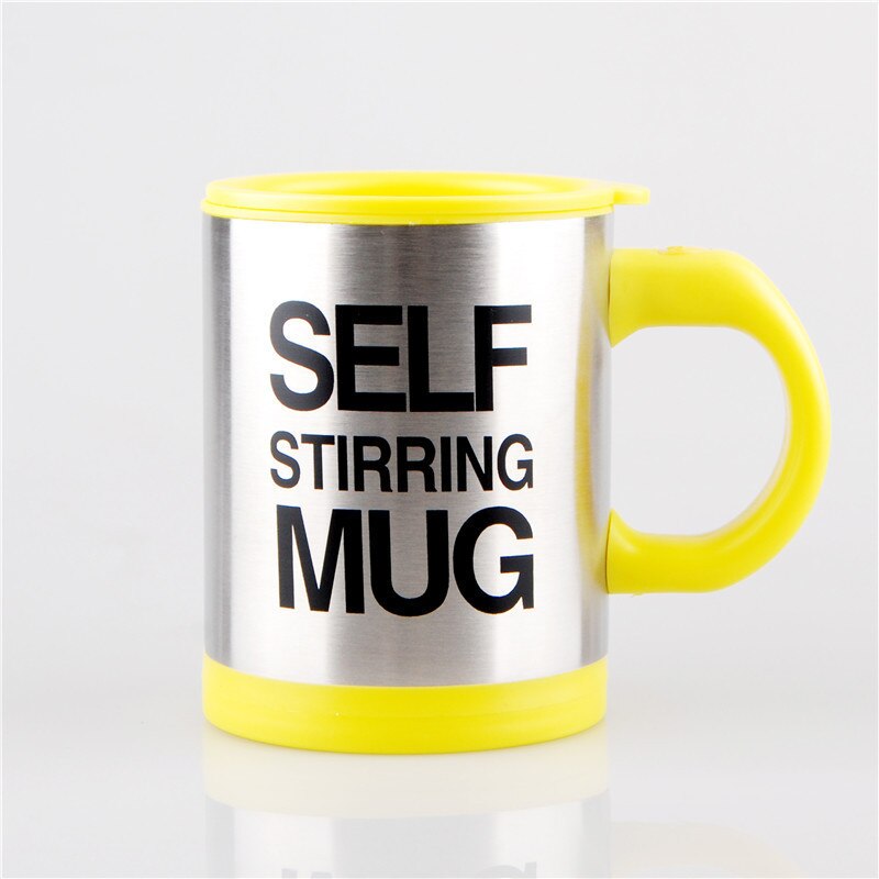 Taza de café de mezcla automática de leche de 400ml tazas de acero inoxidable inteligente taza de mezcla de jugo de acero inoxidable taza de acero: Amarillo