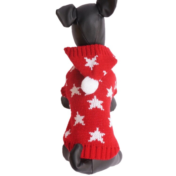 Stjerne hundetøj efterår og vinter varm frakke bamse puddel firbenet hund sweater kæledyr frakke jakker jule halloween kostumer: Rød / Xs