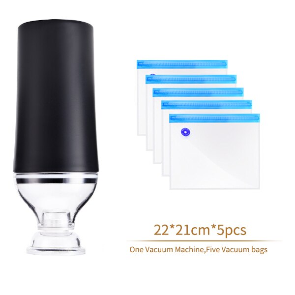 USB Vacuum Packing Machine Sous Vide Vacuum Sealer For Food Storage Food Packer Vacuum Bags for Vacuum Packaging: black-5pcs