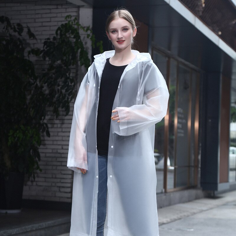 Chubasquero transparente de EVA para hombre y mujer, chaqueta impermeable de viaje, ligera, portátil, para adultos: Blanco