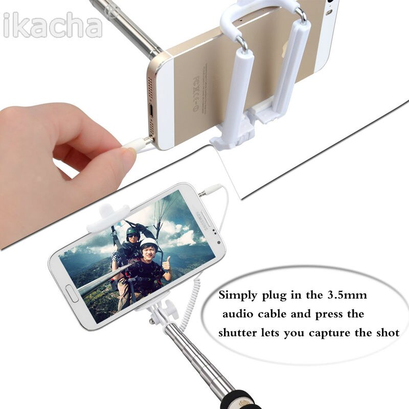 Universele Mini Selfie Stick Monopod Ingebouwde Sluiter Houder voor Iphone Samsung Android IOS Bedrade Selfie Smartphone Camera