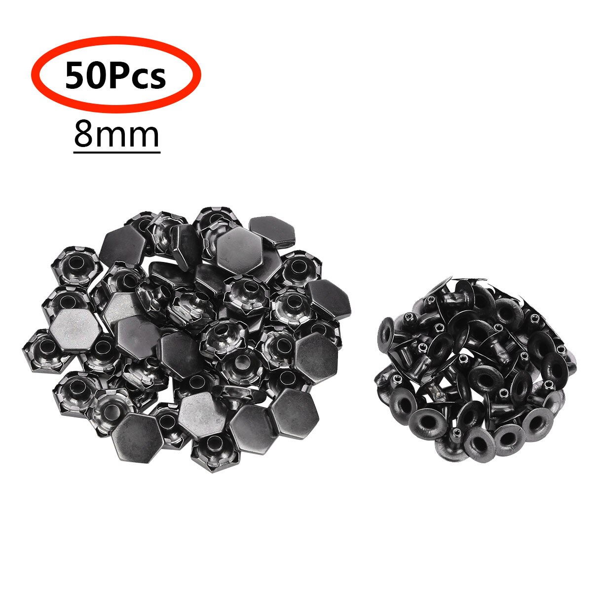50 metal hexagon hætter nitter gør-det-selv-nitter og pigge til tøjtasker hurtiglukning nitter til læderhåndværk vintage indretningsnitter: Skudmetal / 10mm