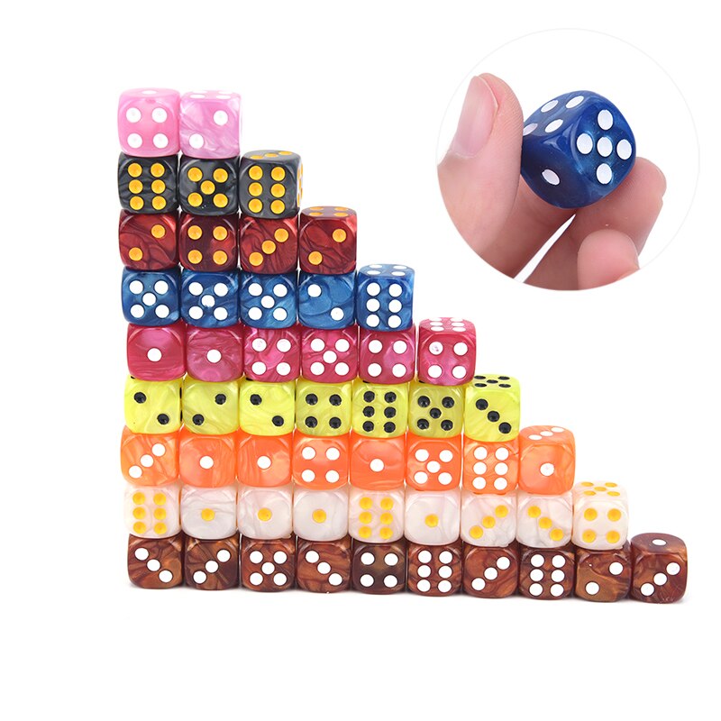10 st / set 6- sidiga tärningar runda hörn pärla pärla tärningar 16mm spela bordsspel underhållning leveranser