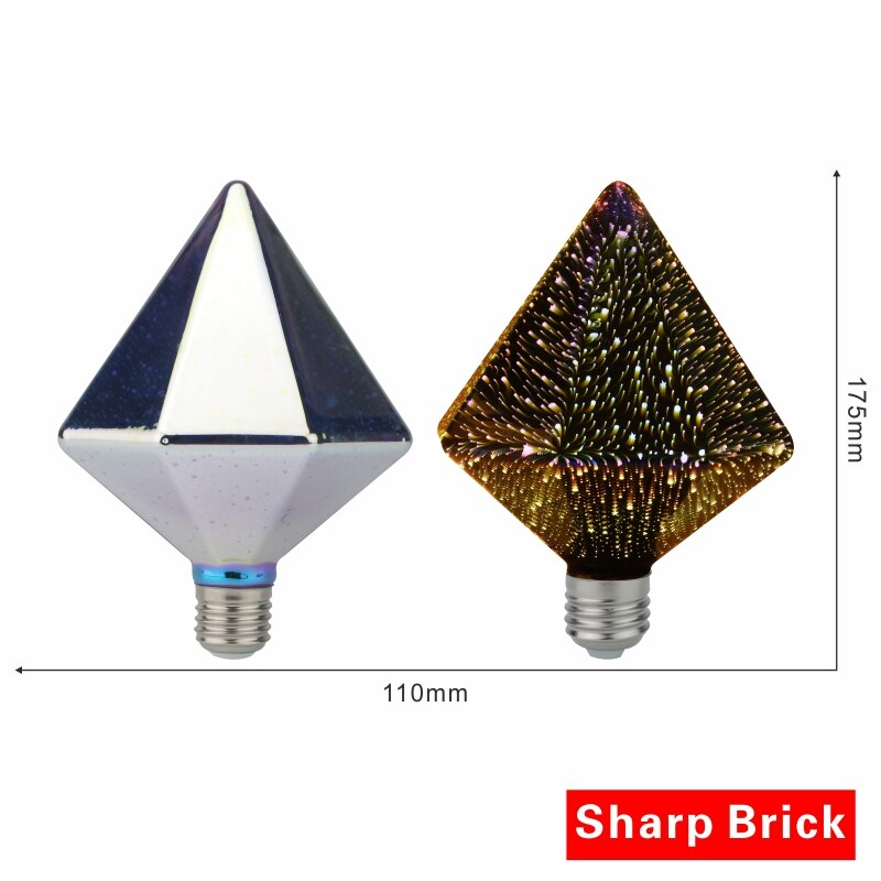 Bombilla Led decoración 3D bombilla 220V ST64 G95 G80 G125 A60 E27 luces navideñas novedad Lamparas: Sharp Brick