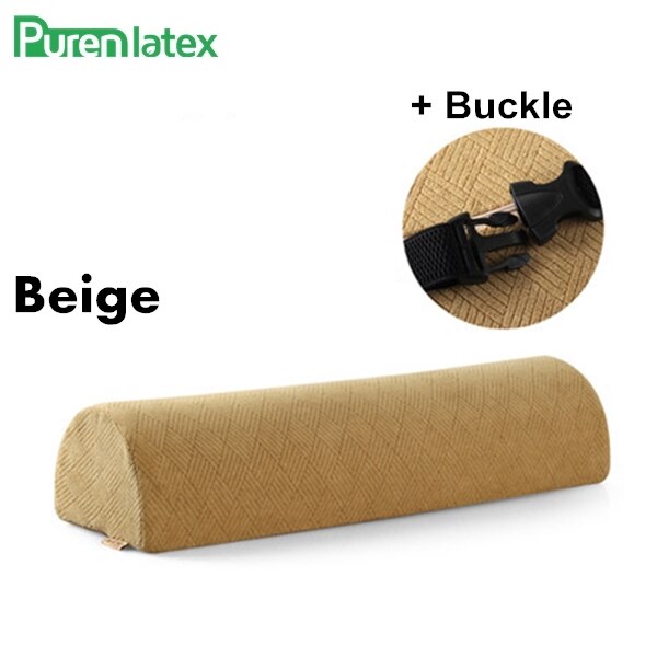 Purenlatex hukommelse skum halvcirkel pude multi formål pude nakke smerter lindring ortopædisk pude pude sengetøj pude: Beige med spænde