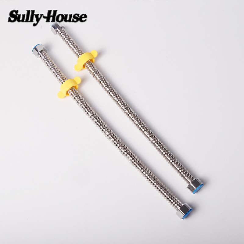 Sully House 304 Stainless Steel Basin&amp;Toilet water weaved 1/2"plumbing hose,bathroom heater connect corrugated pipes with wrench