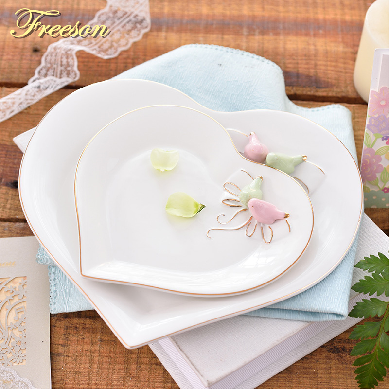 Pastoralen Vogel Schmetterling Knochen China Platten Nachtisch Kuchen Gerichte Porzellan Keramik Geschirr Erzähler Dekoration