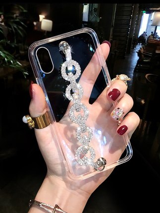 Coque de luxe scintillante avec strass, étui souple en TPU avec chaîne en diamant pour Huawei Honor 8 9 10 20 Lite V10 V20 7X 8X Nova5 3 4 5