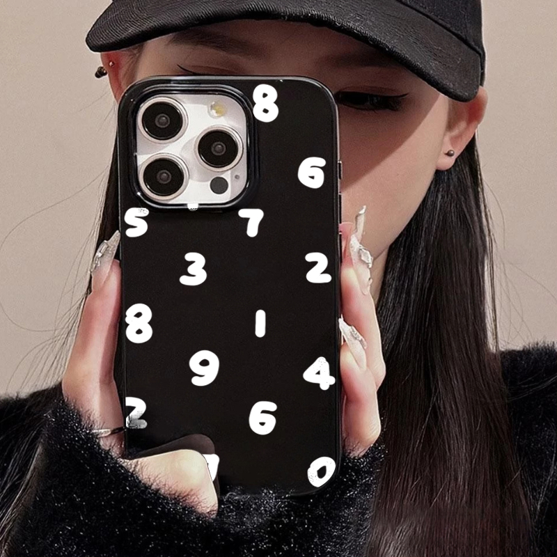 Custodia con numeri semplici per iphone 11 , custodie per iphone 15, 12, 13 14 16, pro max, x, xr, xs max , 14 15 7, 8 plus, cover morbida per iphone 16e