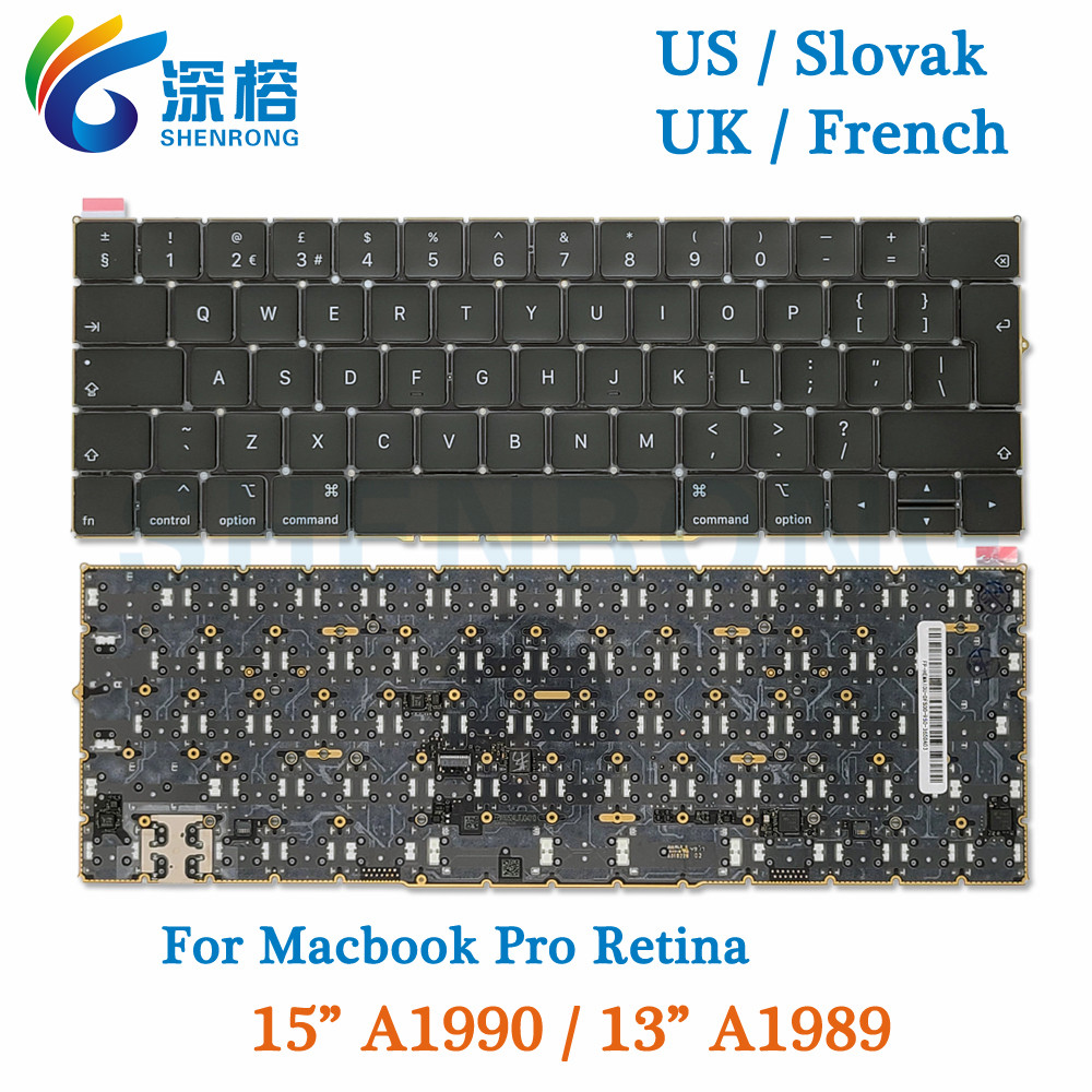 Laptop Keyboard For Macbook Pro 15" A1990 13" A1989 Keyboard US UK Slovak French EMC 3214 Year