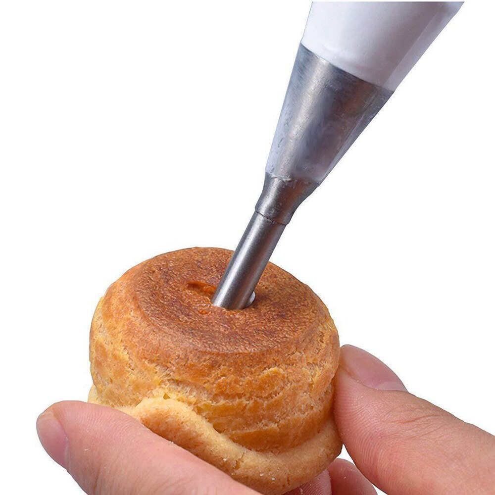 2pcs/set Cake Puff Tip Pastry Cream Stainless Steel Nozzle Decorative Baking Piping Nozzle Pipe DIY Home Kitchen Tools