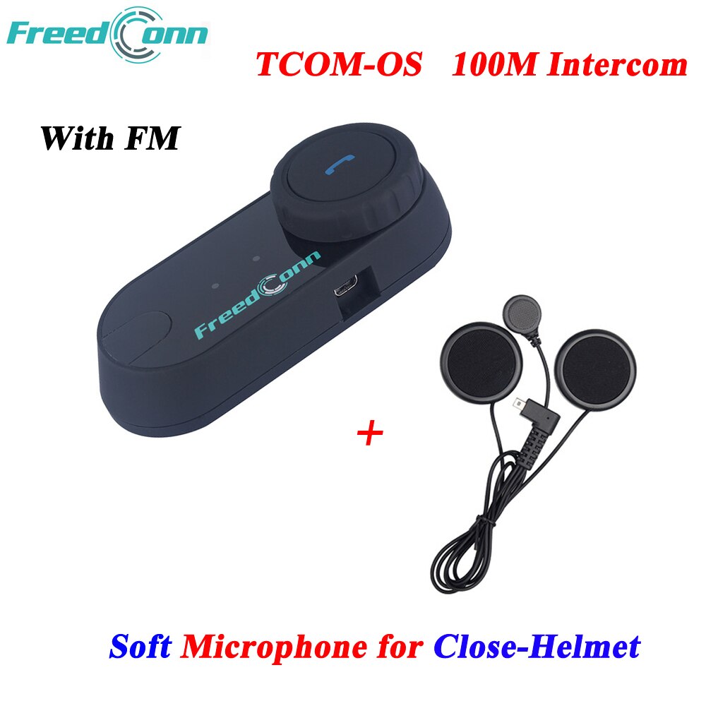 Freedconn TCOM-OS 100M Bt Bluetooth Motorhelm Intercom Interphone Headset Met Zachte Mic Voor Close Helm Met Fm Radio