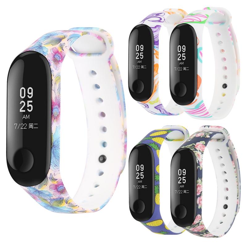 Para Xiaomi Miband 3 pulsera inteligente reemplazar banda de silicona estilo de impresión accesorios para pulsera inteligente banda deportiva