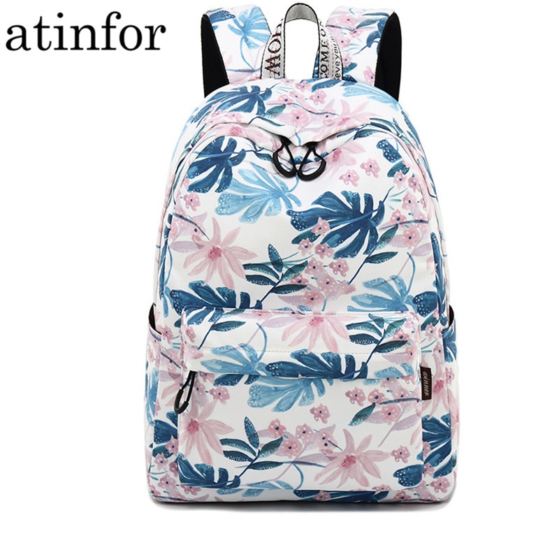 Wasserdichte Polyester Frauen Rucksack Blume Druck Weibliche Täglichen Laptop Rucksack Mädchen Hochschule Mochila