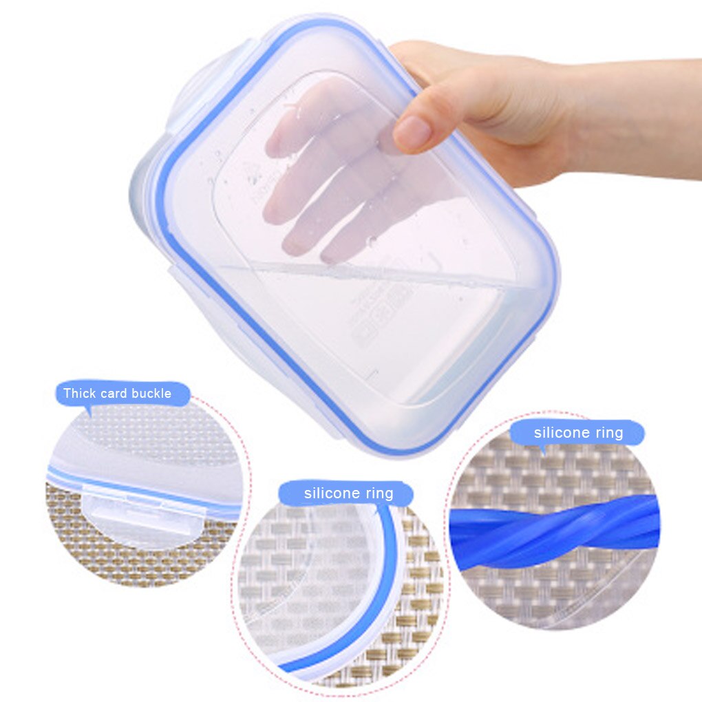 3pcs Food Storage Container with Lids Rectangular Plastic Lunch Box Stackable Microwave Kitchen Meal Container