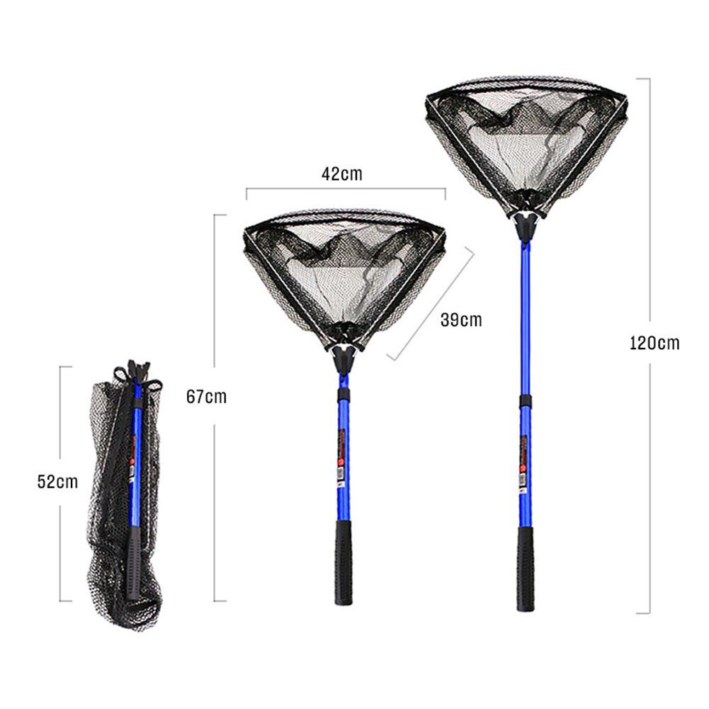 Filet de pêche rétractable estacades filet de pêche manche télescopique filet pliant Compact maille en Nylon 67-120cm matériel de pêche