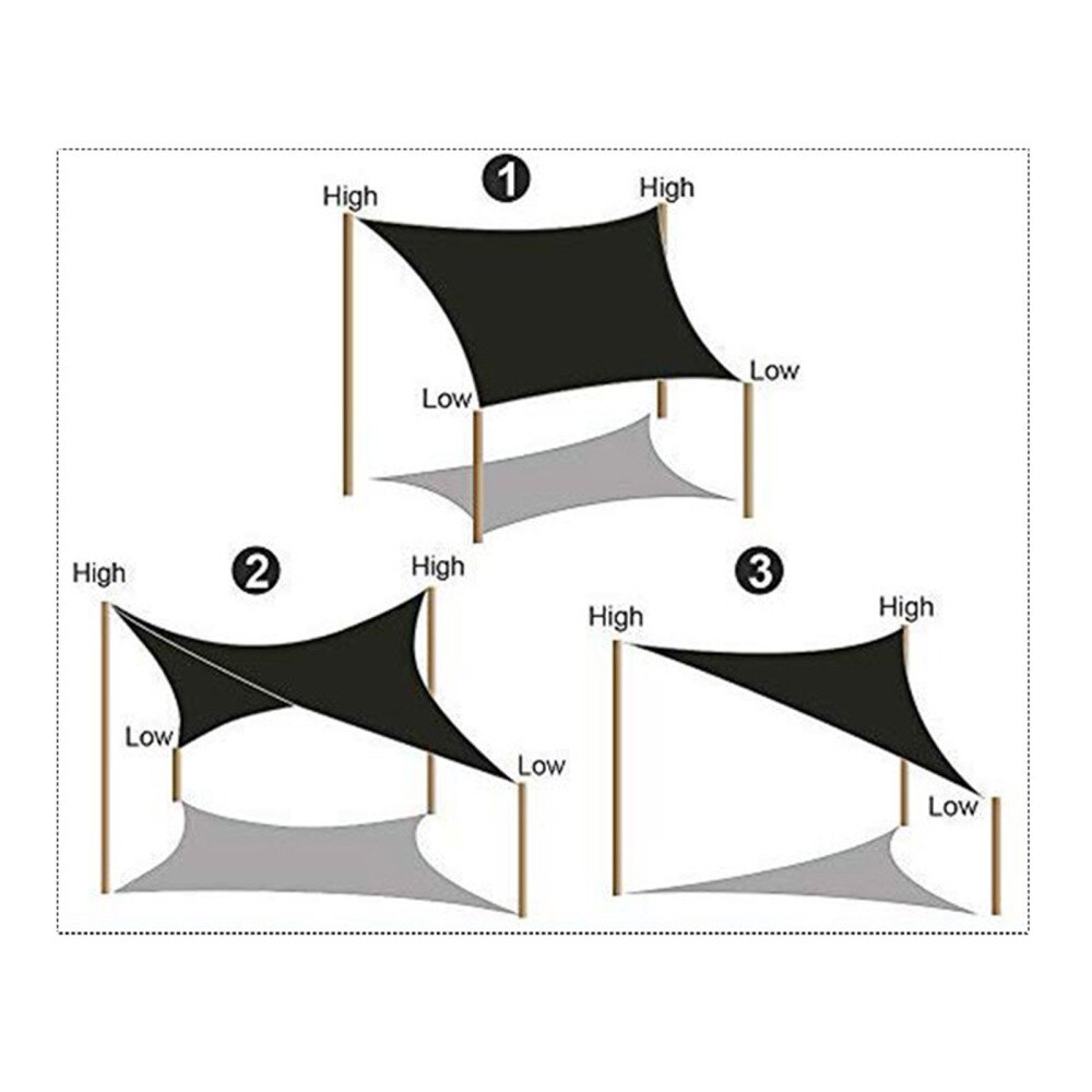 Rectangular Shade Sail UV Block Cloth Awning Sunshade Patio Canopy Anti-UV With 4 Ropes High Density Sunshades Awnings