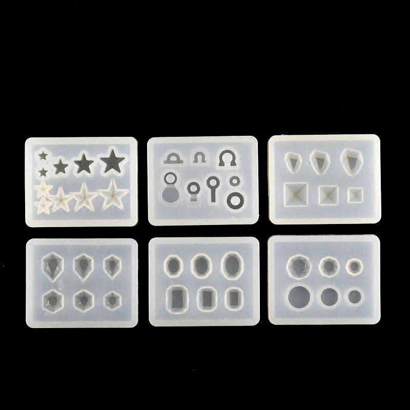 6 stijl geometrie ster kleine kralen Silicone Mold oorbellen Hars Siliconen Mal handgemaakte DIY Sieraden Maken epoxyhars mallen: YELLOW