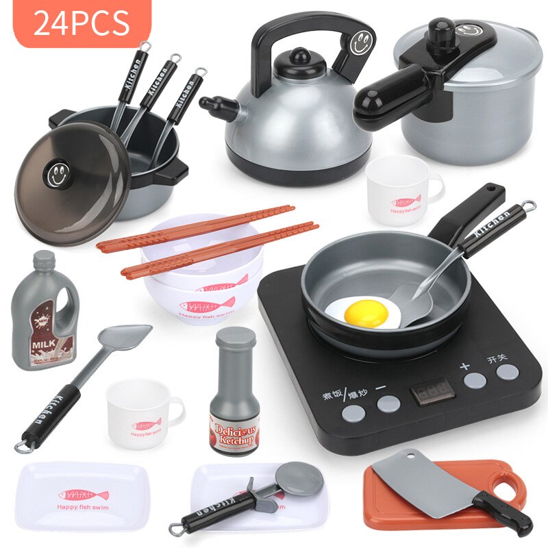 Children's Simulation Kitchen Set Toy Children Play House Kitchen Cookware Pot Pretend Chef Mini ABS Plastic Boy Girl Toy: 6