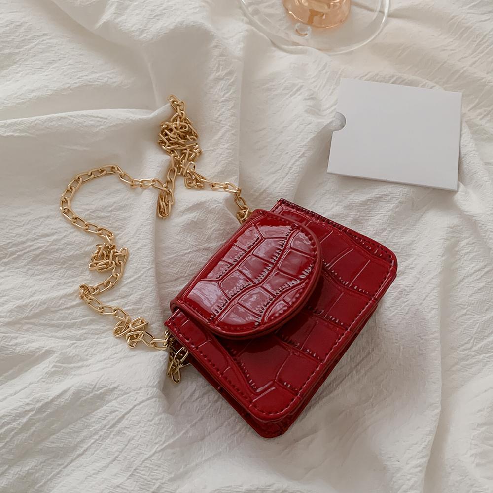 Mini PU Leder Umhängetaschen Für Frauen Stein aufbringen Platz Bote Schulter Tasche Damen Telefon Geldbörsen und Handtaschen: Rot