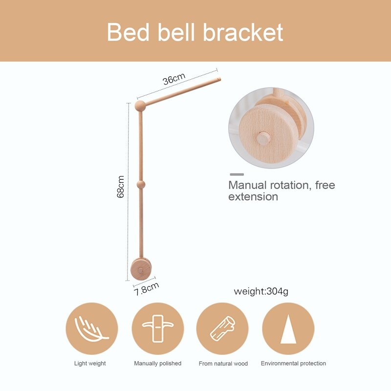 Assembly Bed Bell Mobile Rattles Bracket SetInfant Crib Mobile Wooden Bed Bell Bracket Protection Newborn Baby Toys Accessories