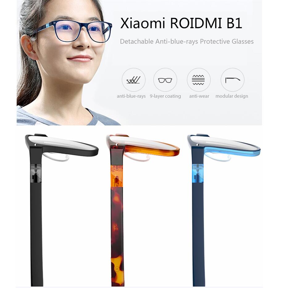 Xiaomi-gafas protectoras Mijia ROIDMI B1, lentes fotocromáticas antirayos azules, Protector ocular de vidrio desmontable para jugar, deporte, teléfono/PC W1