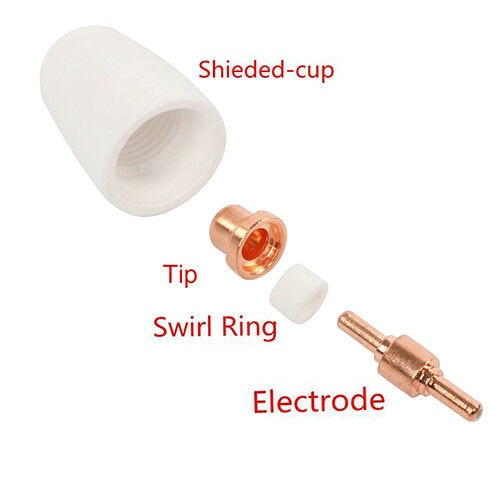 190pcs PT31 Plasma Cutter Consumables Standard Electrodes Tips Nozzle Ceramic Cups Rings 40A/50A Suit for CUT50/60