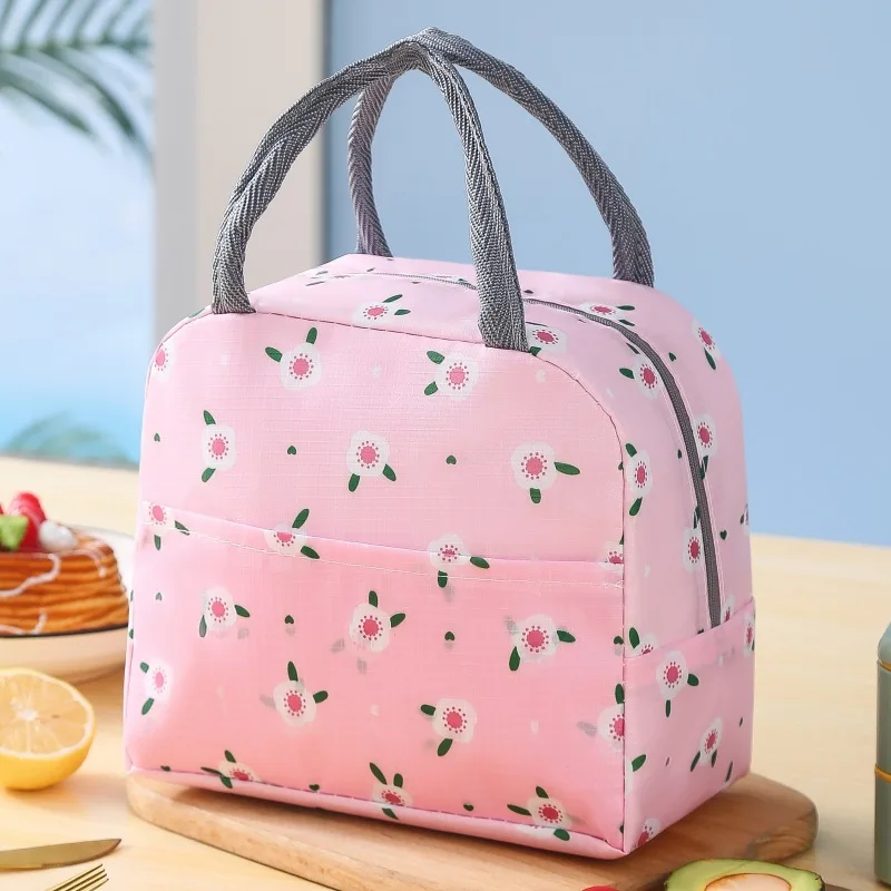 Bolsa de almuerzo con asa, bolsa térmica aislante para mujer y niño, fiambrera para picnic, viaje, almacenamiento de frutas y alimentos, bolsas térmicas para desayuno: Azul cielo
