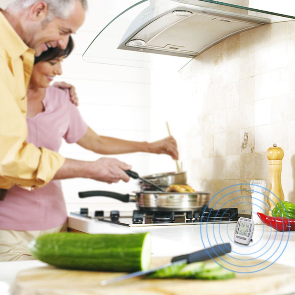 1 Pcs Triple Timer Clock kitchen Cooking 3-Line Alarm LCD Digital Count Down sales KT001 multi-function