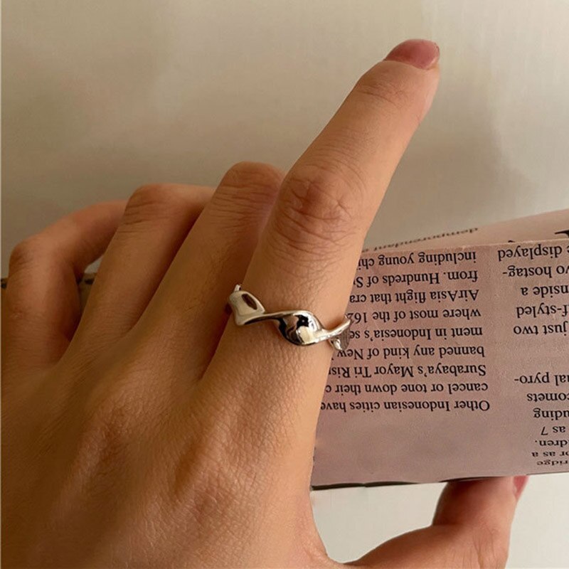 Evimi 925 Sterling Zilveren Verlovingsringen Voor Vrouwen Koppels Mode Eenvoudige Onregelmatige Patroon Geometrische Partij Sieraden: 925 Silver Rings