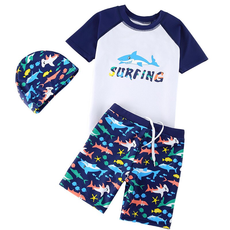 Kinderen Twee Stukken Pak Shark Print Badpak Beachwear Kid Cool Cartoon Badmode 2022 Baby Korte Mouw Badpak: Xxxl