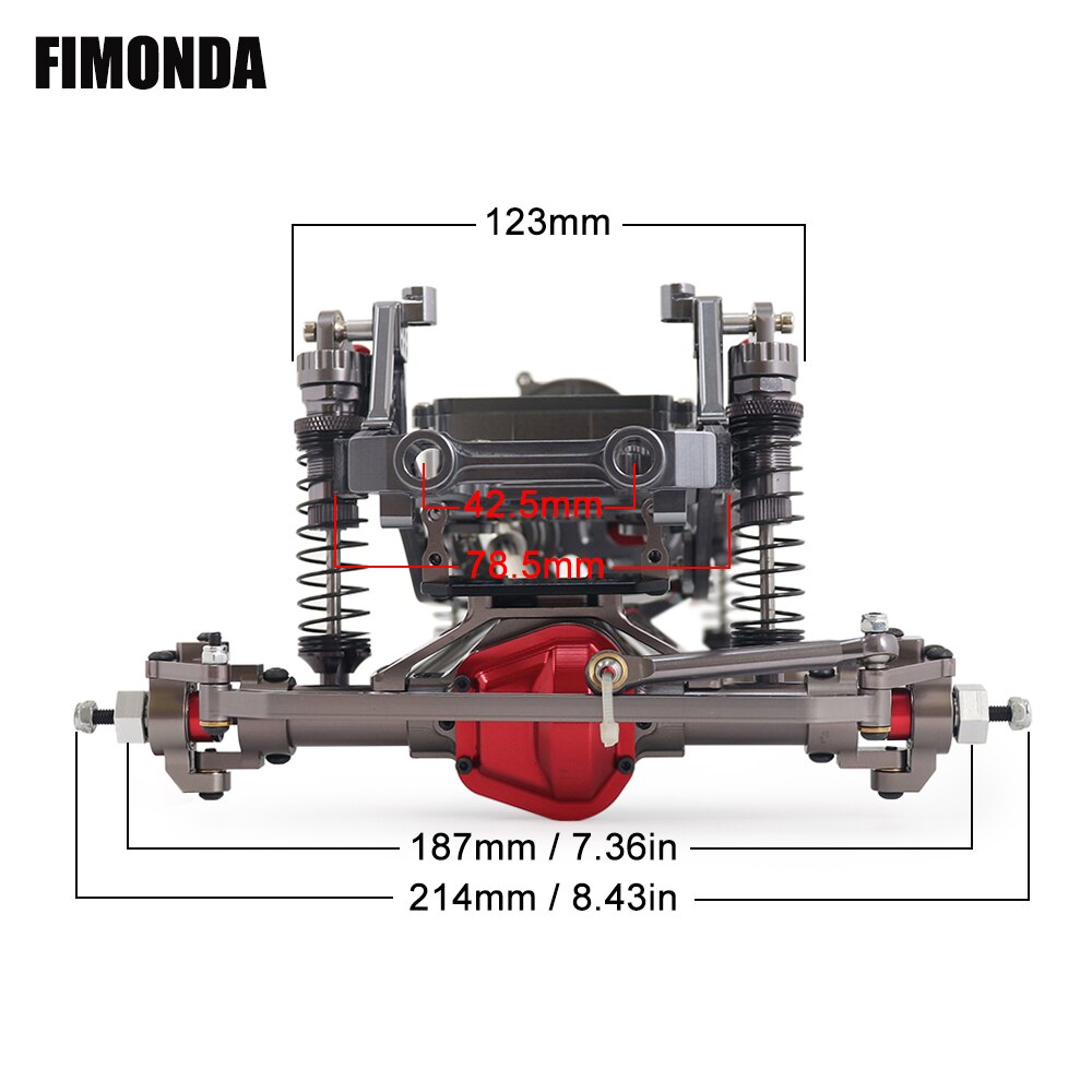 FIMONDA 1/10 RC Crawler Chassis In Metallo Kit di 313 millimetri 12.3 "Passo con di Trasmissione In Metallo di Alluminio Asse Telaio In Fibra di Carbonio ferroviario