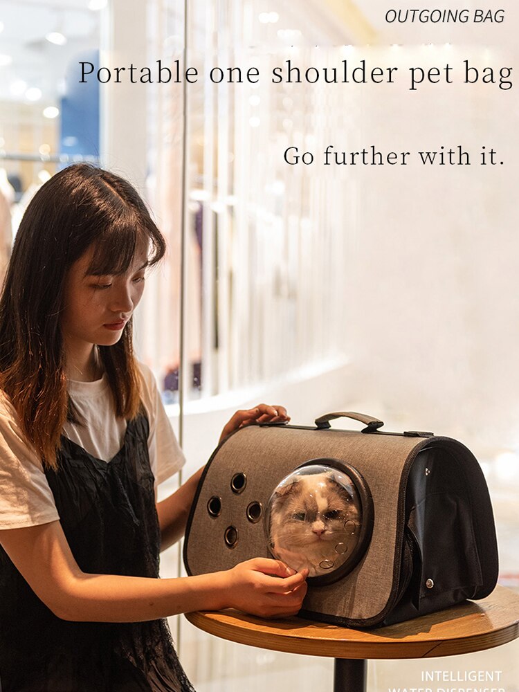 Cat bag go out carrying bag pet bag cat diagonally portable cat cage cat school bag space capsule cat backpack supplies