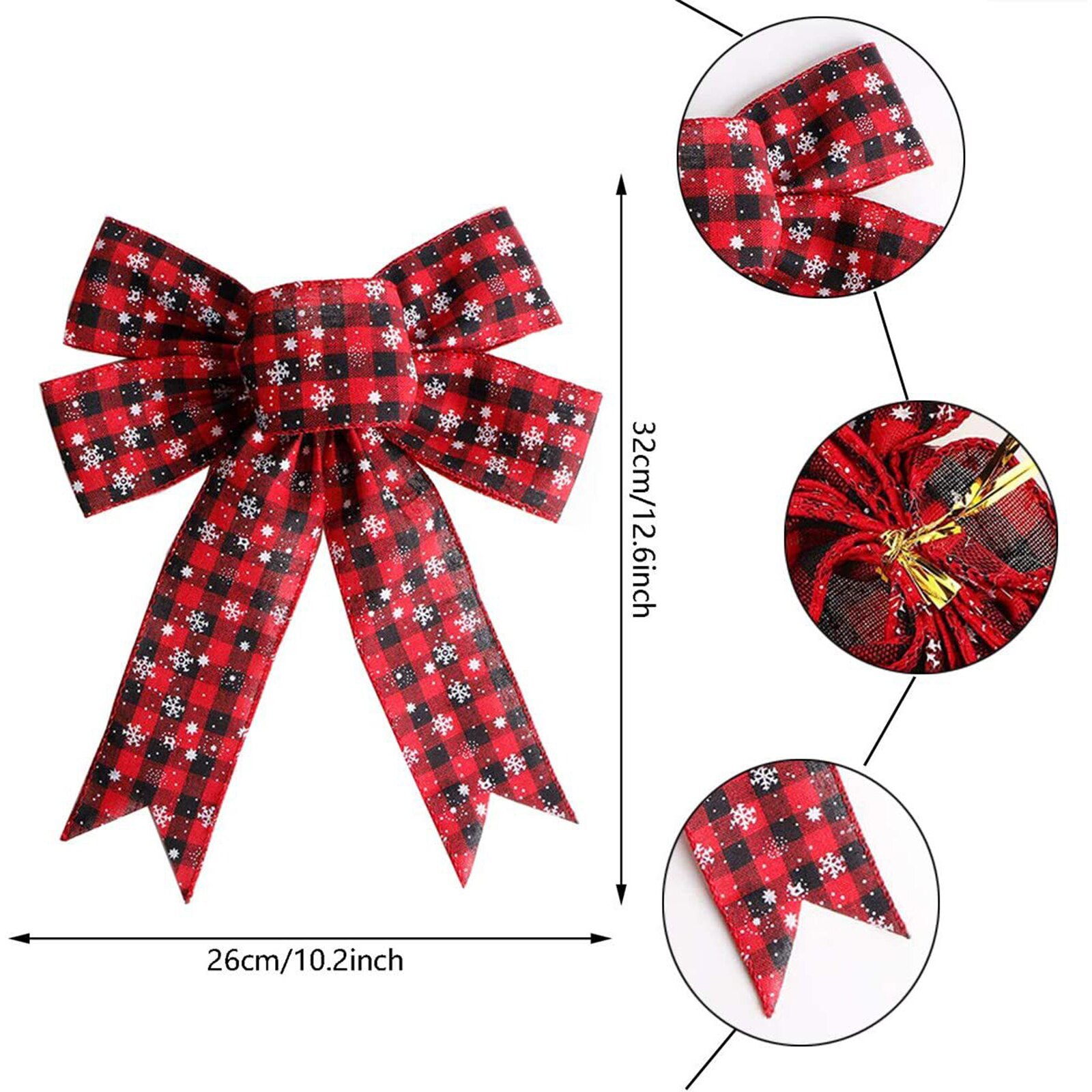 Kerst Rooster Boog Decoratie Met Plaid Patroon Sneeuwvlok Craft Maken Party Ornament Voor Xmas