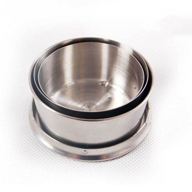 1PC Rvs Inklapbare Cup met Beschermende Cap Draagbare Outdoor Reizen Camping Vouwen Cup Kleine Metalen Telescopische Cup