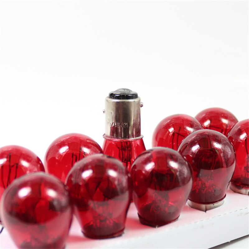 KEYECU 10 Pieces Red 1157 BAY15D S25 12V 21/5W Car Replacement Bulb Double Contact Brake Stop Light with Dual Filament