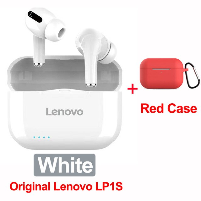 Original Lenovo LP1S TWS Wireless Headphones Bluetooth 5.0 HiFi Earphone Stereo bass with Mic Headset IPX4 Waterproof: white with case3