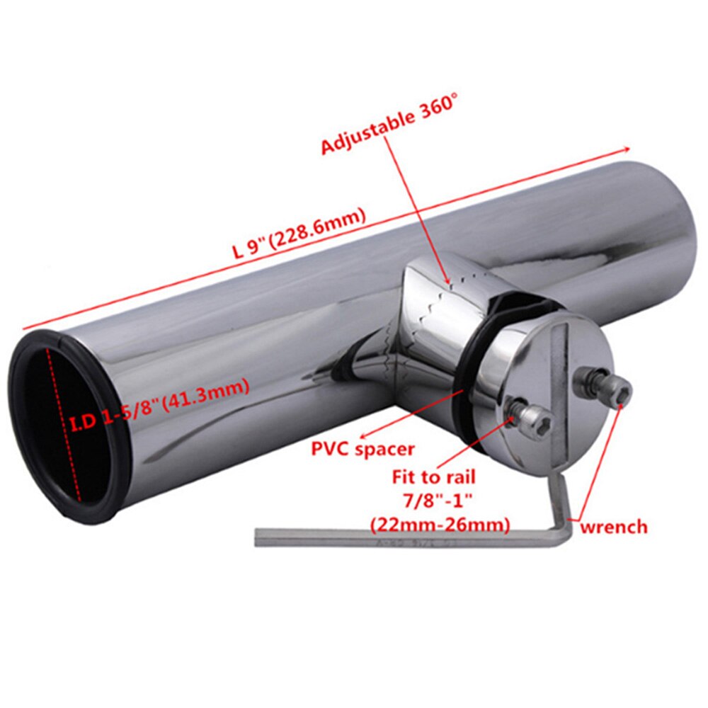 Fiskestangholder for marine båt skinneholder stangholdere rustfritt stål skinne monteringsklemme 7/8 "  to 1 "