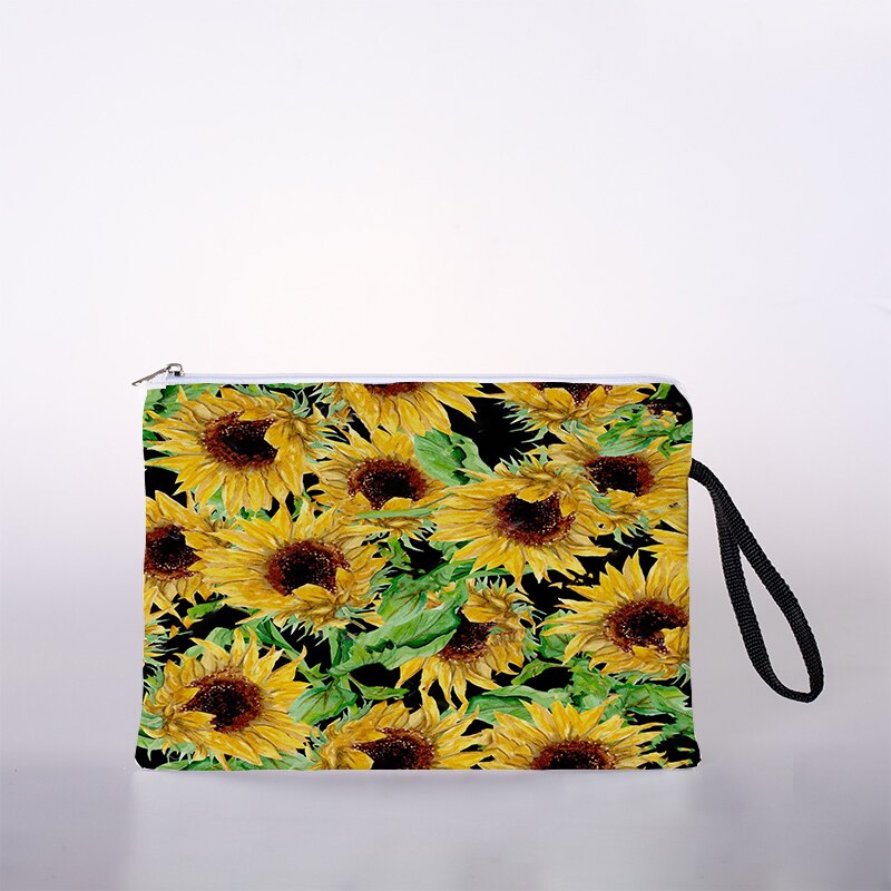 Kosmetyczka z nadrukiem słonecznika torba podróżna na zewnątrz dziewczyna kosmetyki dla kobiet torba kosmetyczka worek robić przechowywania panie pudełko na kosmetyki: 5