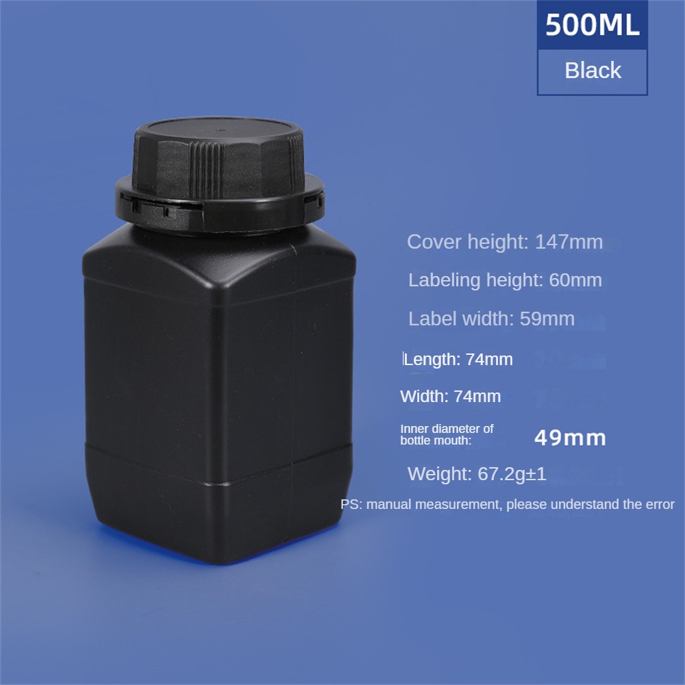 Bouteille en plastique carrée vide avec couvercle, récipient HDPE de alimentaire, shampoing, Lotion, peinture, bouteille rechargeable