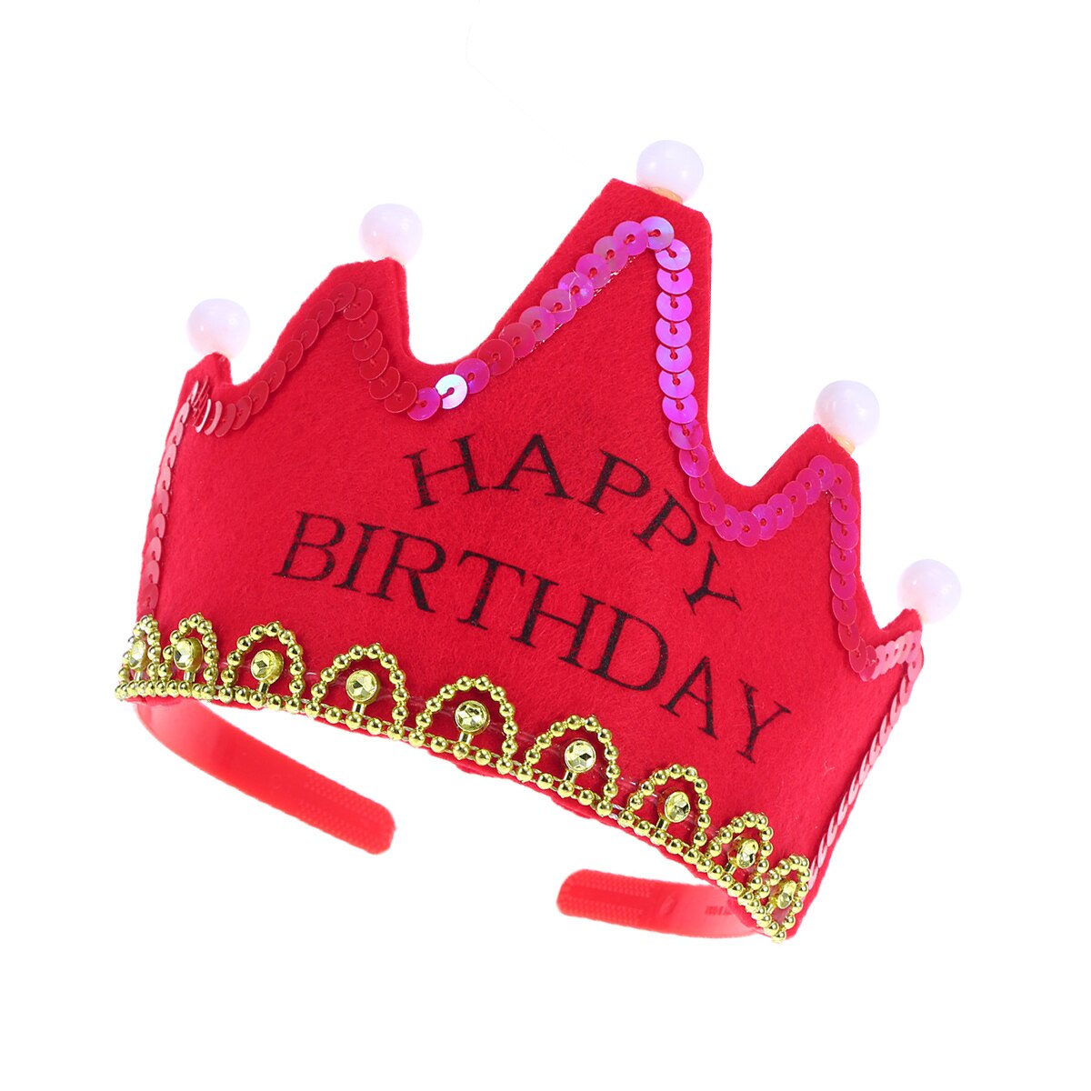 LED Light Birthday Party Hats Crown King Birthday Party Caps for Kids ) - Red Color