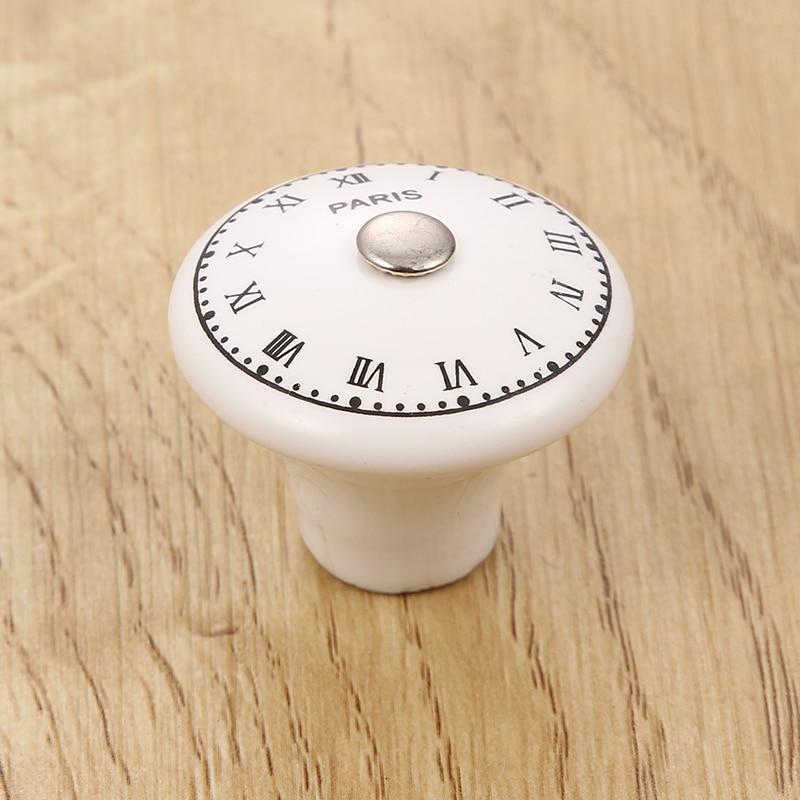 1PC White Print Ceramic Handles Drawer Knobs Cupboard Door Handles Single Hole Cabinet Handles With Screws Furniture Handle