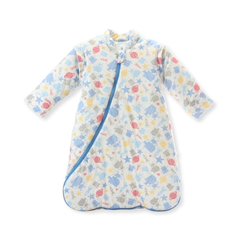 Quente macio bebê saco de dormir com destacável mangas compridas outono inverno algodão sleepwear infantil criança crianças sleepsack: 3 / L