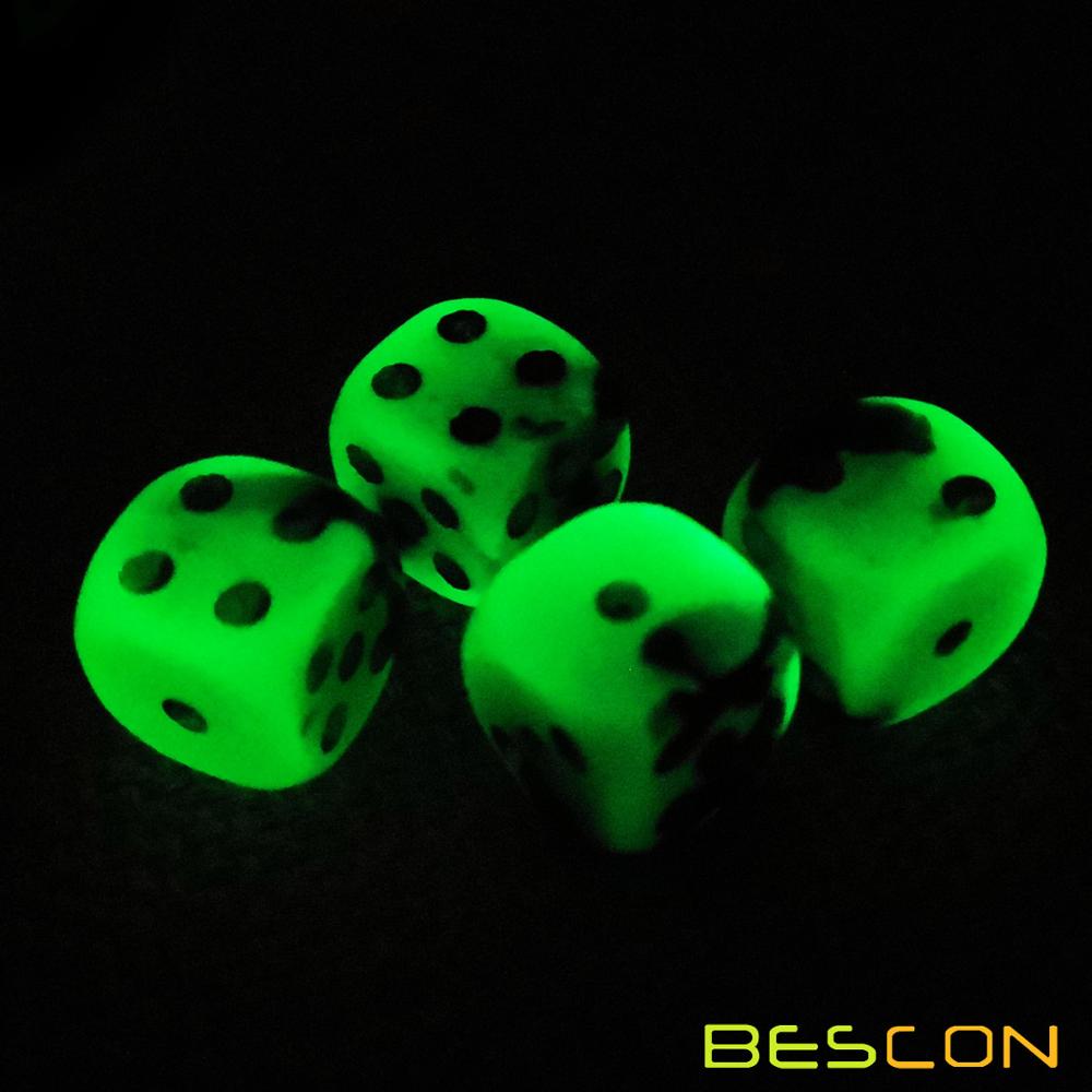 Bescon Two Tone Glowing Dice D6 16mm 12pcs Set SPOOKY ROCKS, 16mm Six Sided Die (12) Block of Glowing Dice